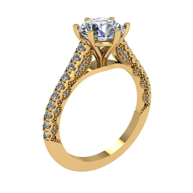 custom promise rings for men with diamonds-Yellow Gold 6-prong Mounting