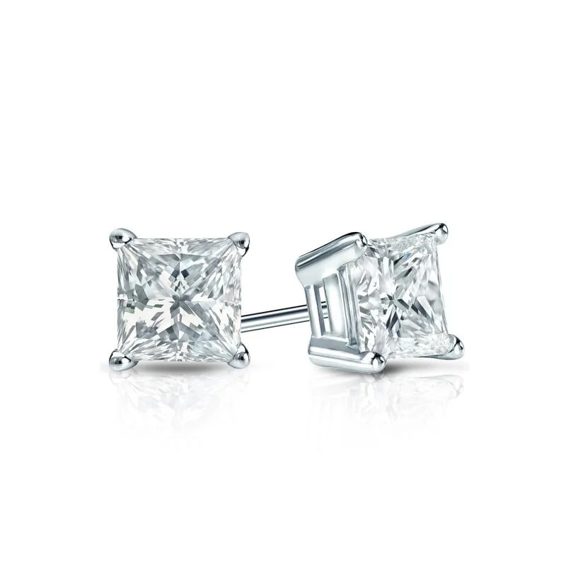 dazzling crystal earrings for special occasions -Auriya 14-karat Gold Lab Grown 0.40 carat TDW Princess Diamond Stud Earrings 4-Prong Basket Screw-back