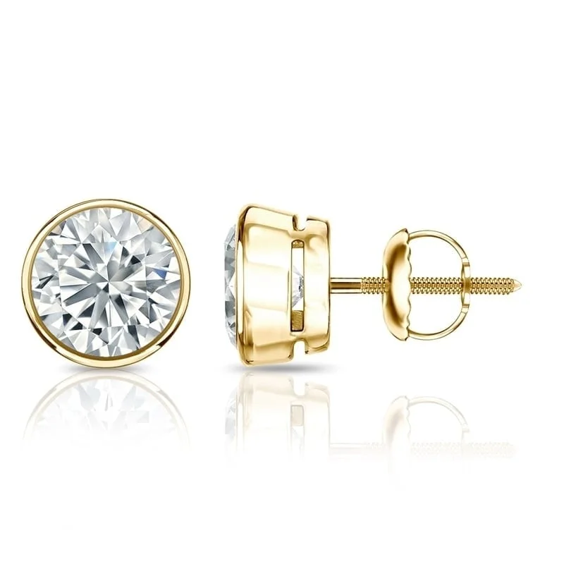 colorful enamel studs for a bold touch -Auriya 14k Gold Certified 2.00 ct. TDW Bezel Set Round Diamond Stud Earrings