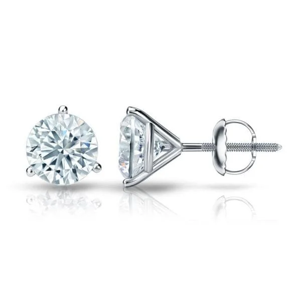 chic silver thread earrings for a contemporary look -Auriya 14k Gold Certified 2.70 carat TDW 3-Prong Martini Round Diamond Stud Earrings