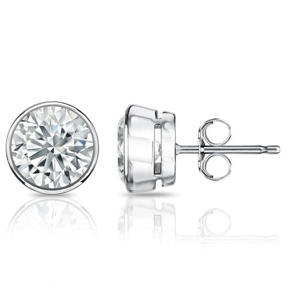 sparkling diamond earrings for a luxurious finish -Auriya 14k Gold GIA Certified 3.00 carat TDW Bezel Set Round Diamond Stud Earrings