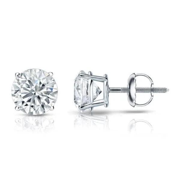 chic beaded earrings for a creative touch -Auriya 14k Gold GIA Certified 3.70 ct. TDW Round Diamond Stud Earrings