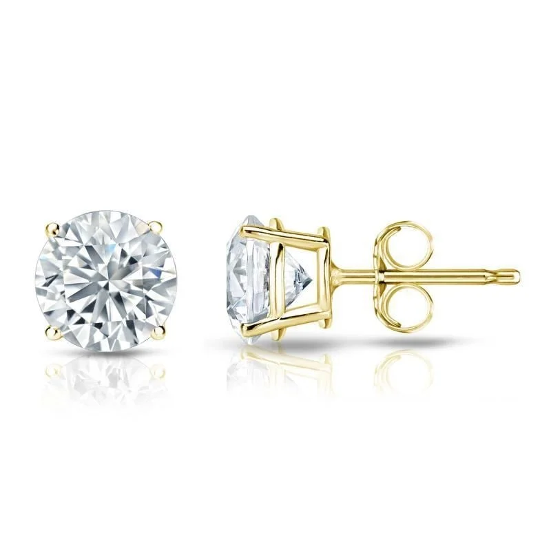 vintage gold earrings for timeless appeal -Auriya 18k Gold GIA Certified 4.20 carat TW Round Diamond Stud Earrings