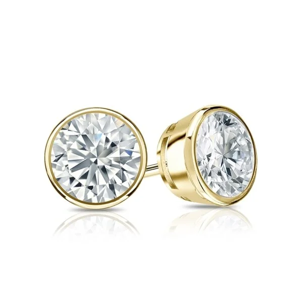 delicate silver drop earrings for a polished finish -Auriya 2ctw Round Diamond Stud Earrings Bezel-set 18k Gold - GIA Certified