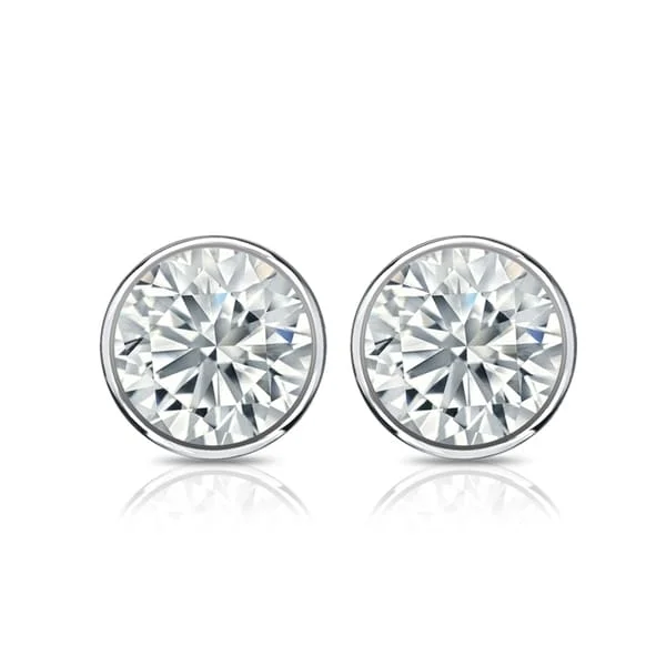 playful animal earrings for quirky personality -Auriya 3 1/5ctw Round Diamond Stud Earrings Bezel-set Platinum - GIA Certified