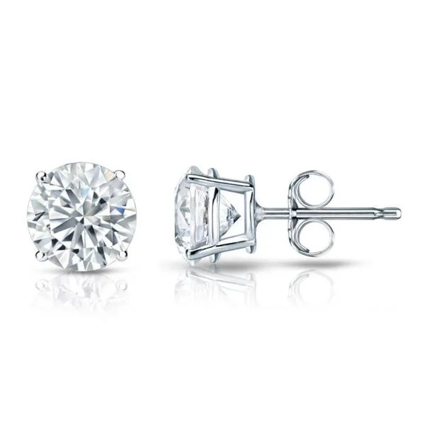 elegant silver ear cuffs for subtle style -Auriya Platinum Certified 1 1/2 carat TDW Round Diamond Stud Earrings