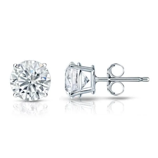 delicate pearl earrings for subtle elegance -Auriya Platinum Certified 1 carat TDW Round Diamond Stud Earrings