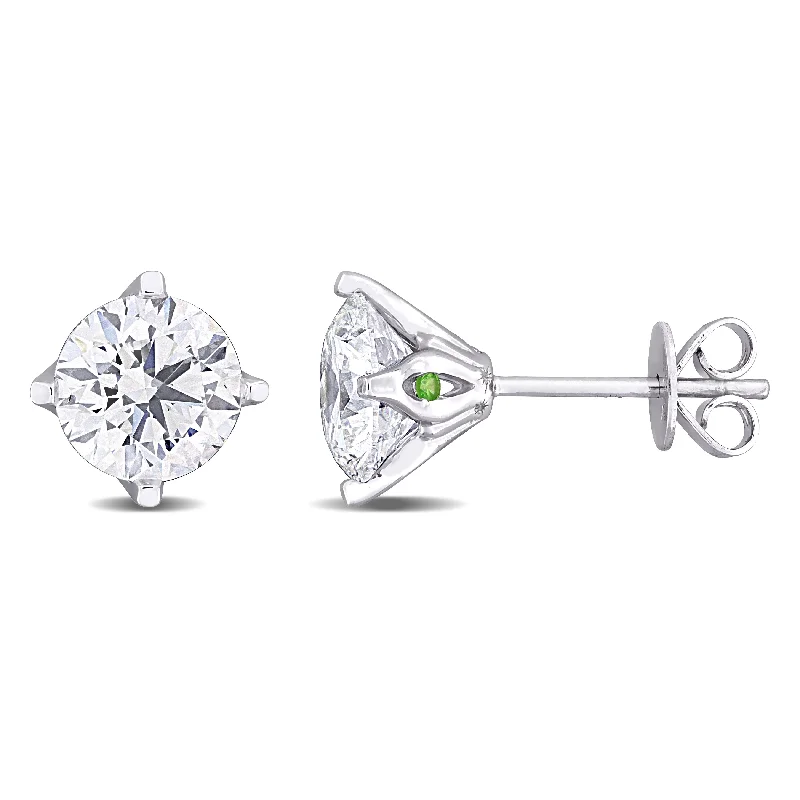 oversized crystal drop earrings for sparkling appeal -Created Forever 3ct TDW Lab-Grown Diamond and Tsavorite Accent Stud Earrings in 14K White Gold