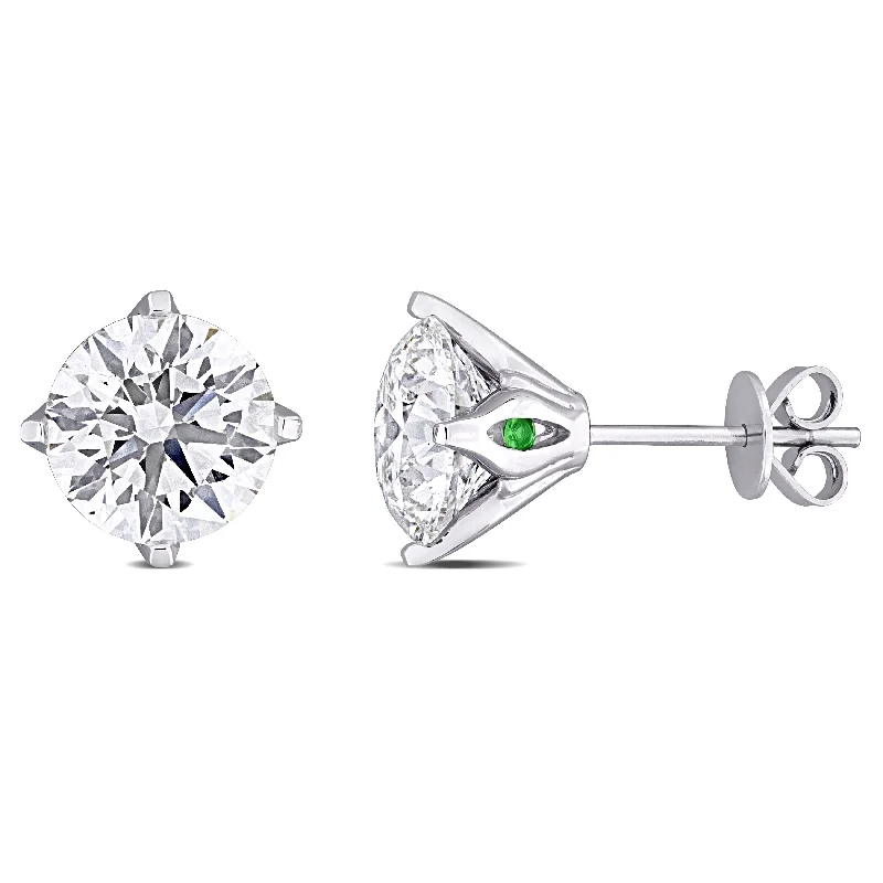 minimalist silver drop earrings for refined beauty -Created Forever 5ct TDW Lab-Grown Diamond and Tsavorite Accent Stud Earrings in 14k White Gold