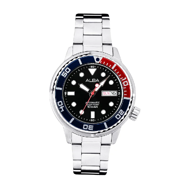 watches for women with gemstone details and elegant dials -Alba AL4247X1 Blue+Red Rotating Bezel Mechanical