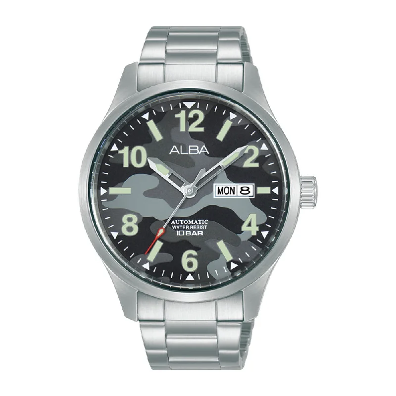 women’s watches with minimalist designs and interchangeable straps -Alba AL4275X1 Black Camouflage Dial Mechanical