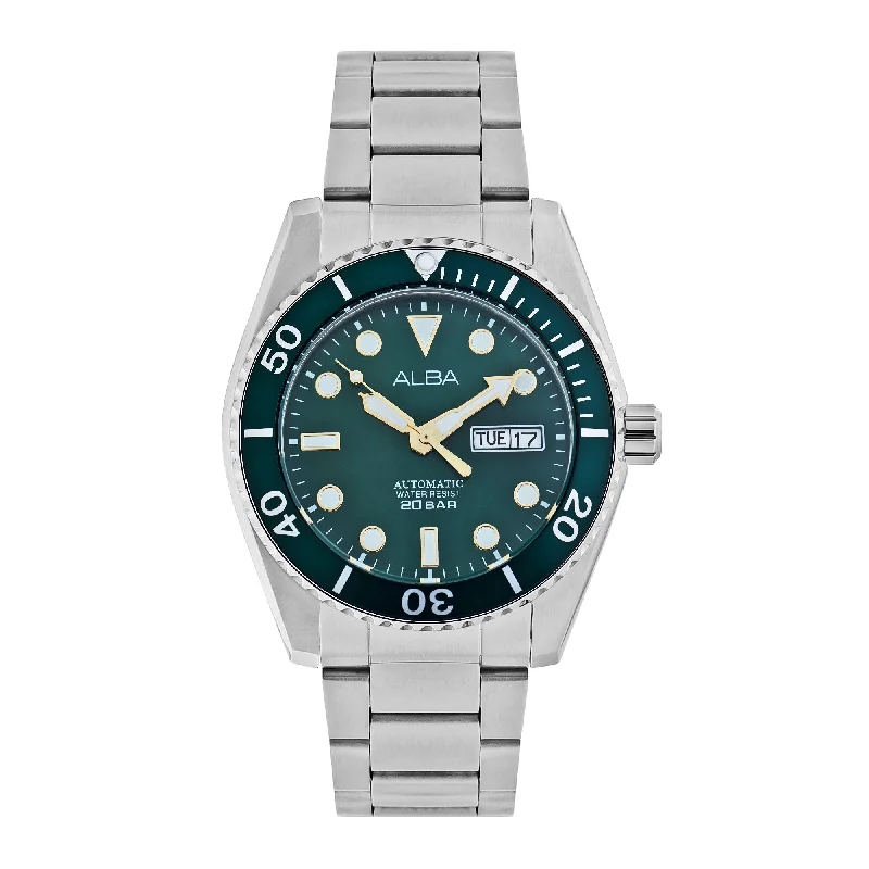 sport watches for women with heart rate monitoring and GPS features -Alba AL4287X1 Green Dial Mechanical