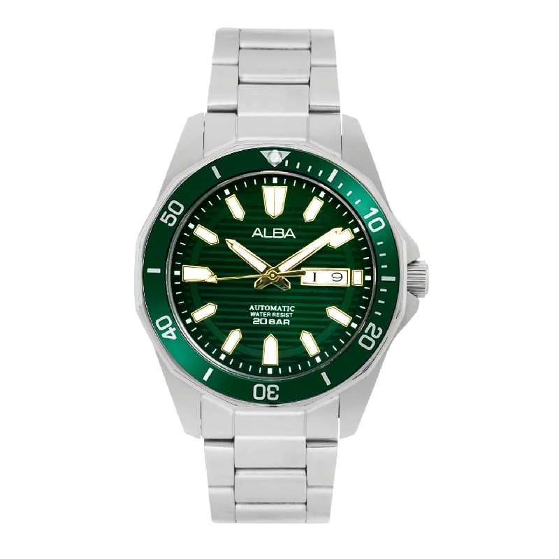 high-performance watches for men with diving features and shock resistance -Alba AL4449X1 Green Dial Mechanical