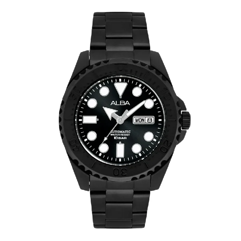 rugged watches for men with high water resistance and durability -Alba AL4483X1 Black Arcane Mechanical