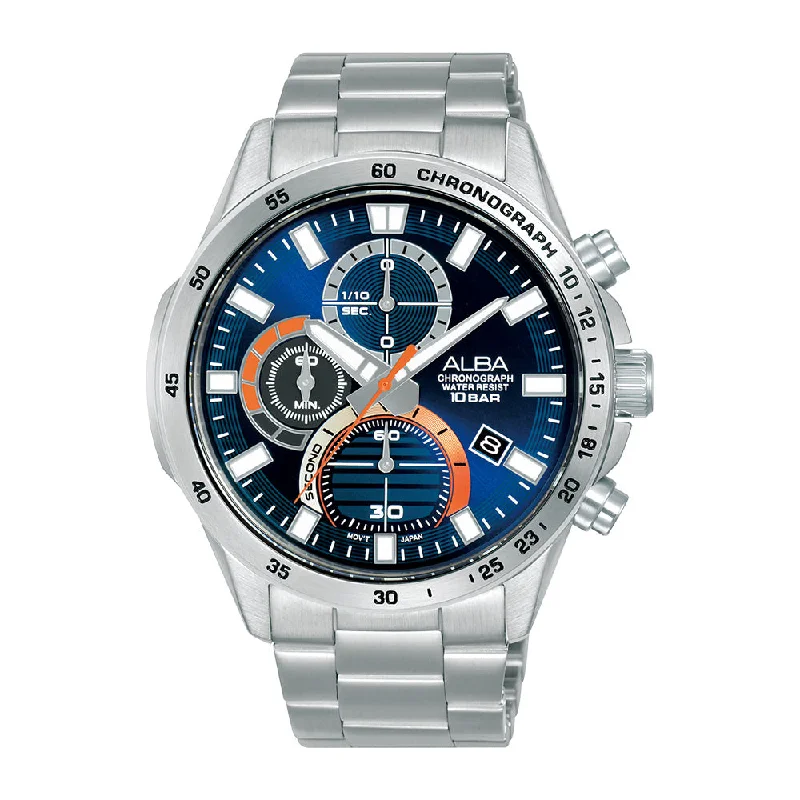 watches for men with Swiss movement and luxury design -Alba AM3971X1 Navy Blue Chronograph