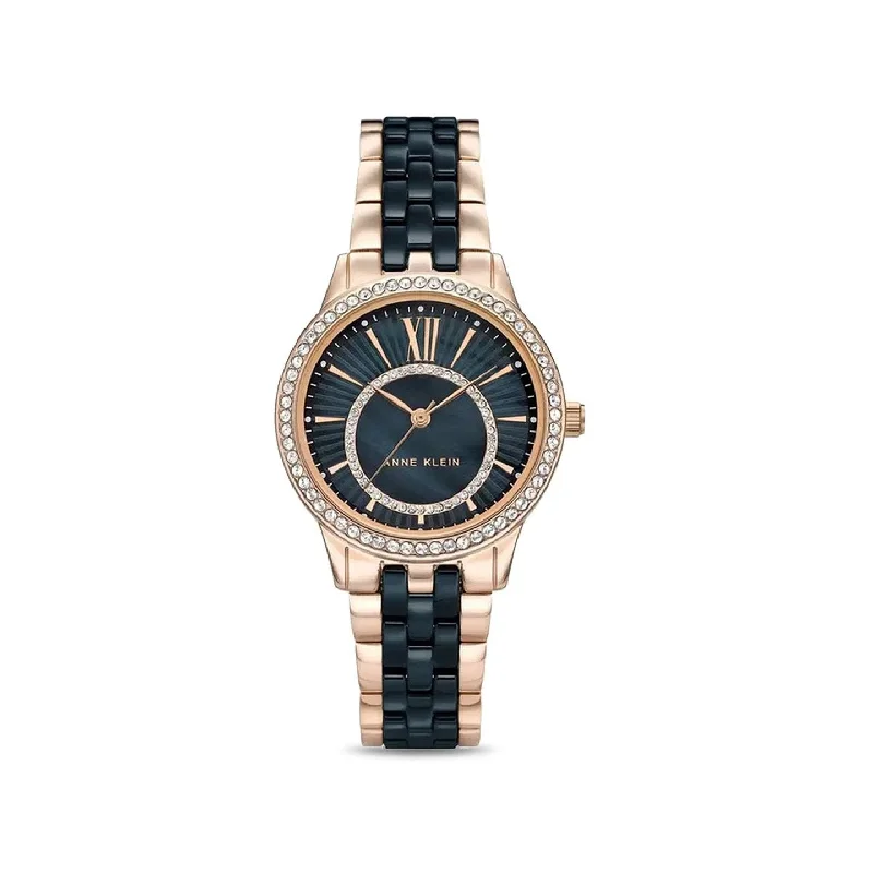 women’s watches with colorful bands and modern minimalist designs -Anne Klein NCAK3672NVRG Ceramics Analog Watch For Women