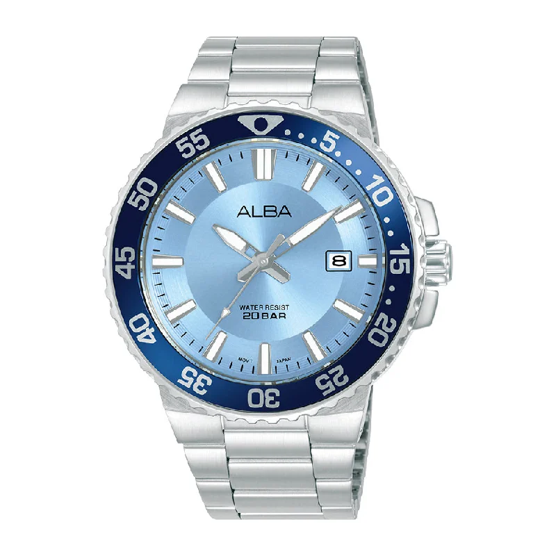 rugged sport watches for men with GPS, heart rate, and step tracking -Alba AS9S83X1 Ice Blue Dial Watch