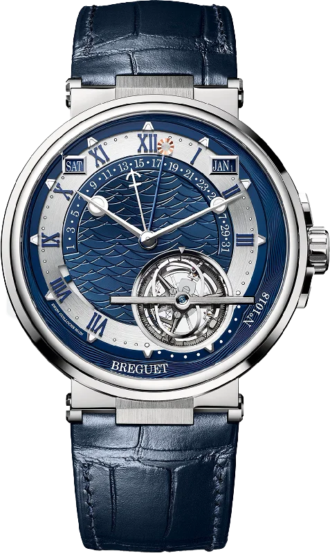 premium watches for men with moon phase and date function -Breguet Marine Blue Dial Men 43.8 mm