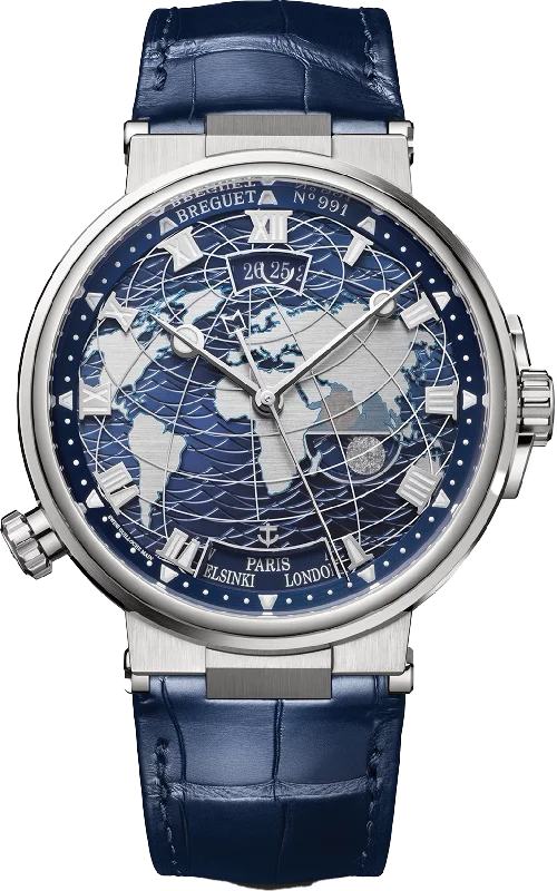 martwatches for women with sleep tracking and notifications -Breguet Marine Hora Mundi Blue Dial Men 43.9 mm