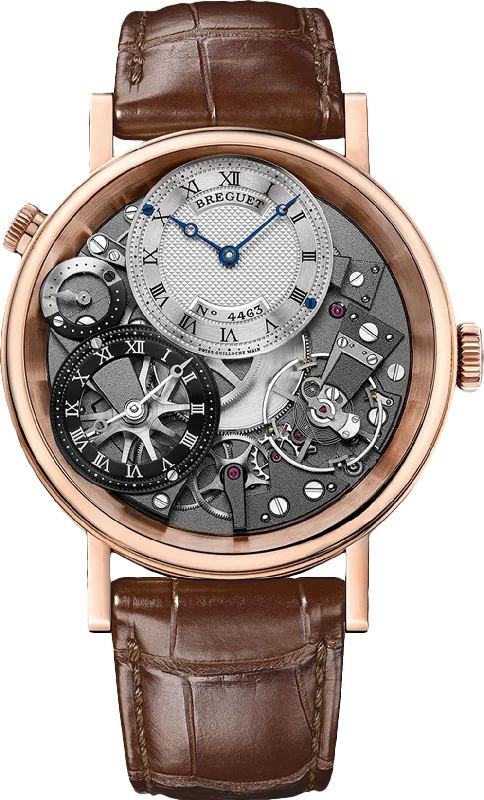 stylish watches for men with eco-friendly materials and classic design -Breguet Tradition 7067 Silver Black & Grey Dial Men 40 mm