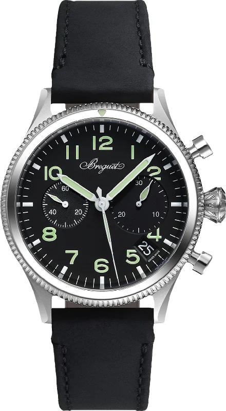 solar-powered watches for men with rugged, outdoor designs -Breguet Type XX Black Dial Men 42 mm