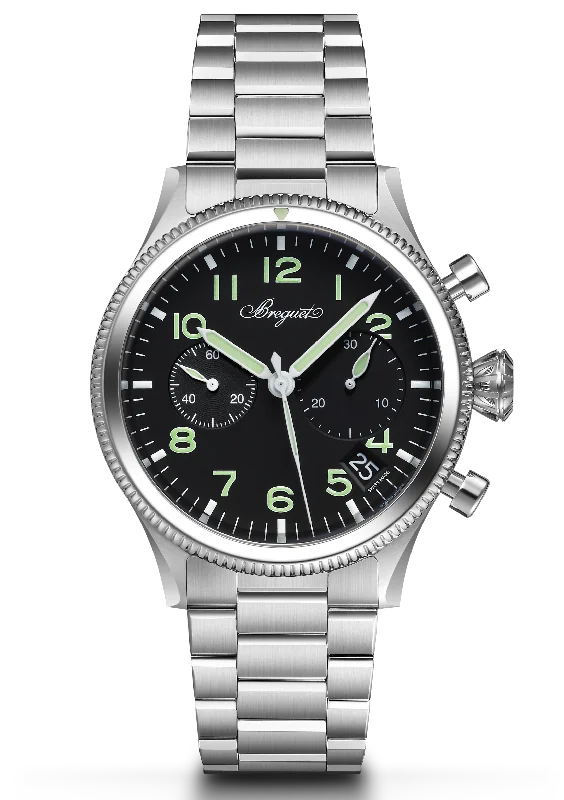 luxury watches for men with multi-function chronograph and date feature -Breguet Type XX Black Dial Men 42 mm