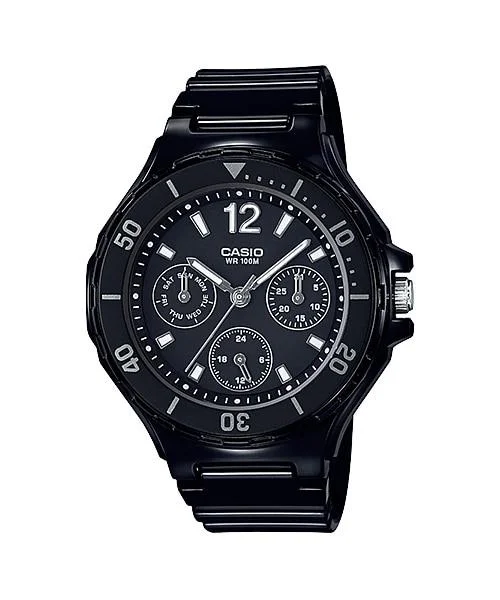 watches for men with rubber straps and durable cases -Casio Women's Diver Style Black Resin Band Watch LRW250H-1A1 LRW-250H-1A1