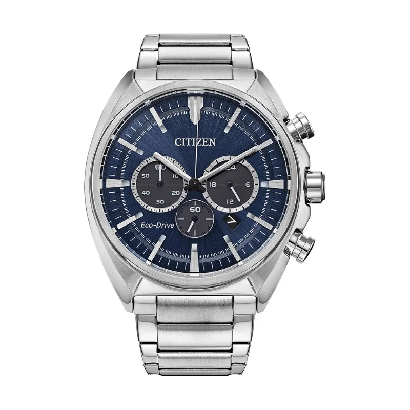 luxury men’s watches with Swiss-made movements and precious stones -Citizen 45MM Blue Round Dial Stainless Steel Watch Band. CA4288-86L