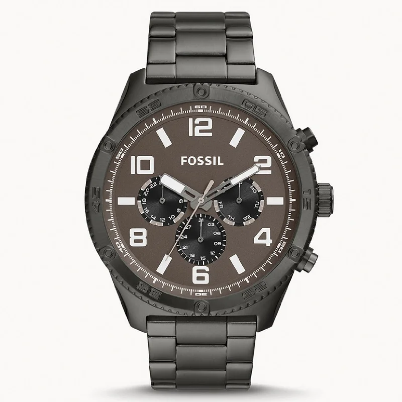 premium watches for men with minimalist dials and classic design -Fossil Brox Grey Dial Men 50mm