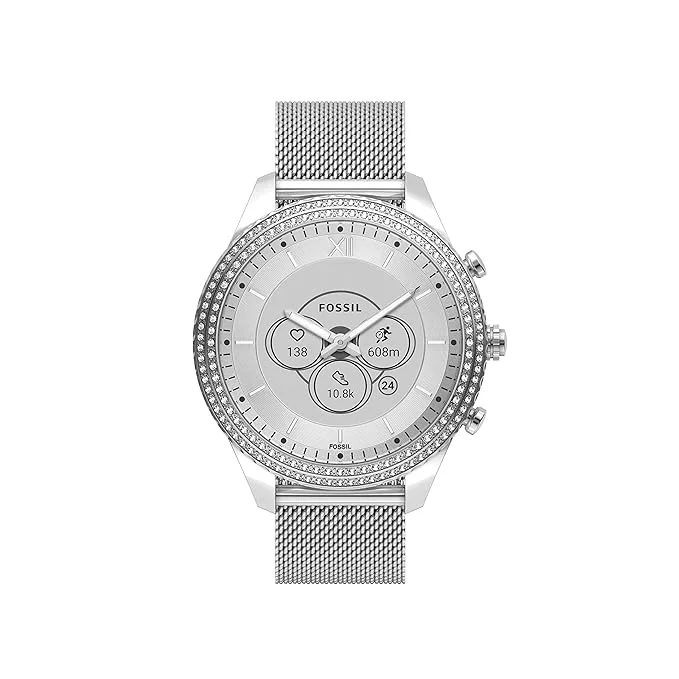 solar-powered watches for women with chic, modern designs -Fossil Stella Gen 6 Hybrid Analog Positive Display Dial Women's Watch-FTW7066