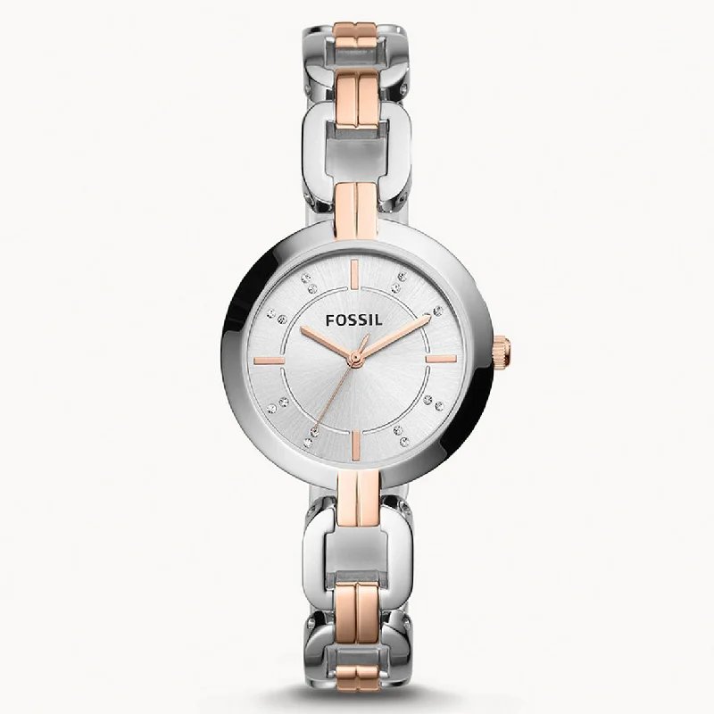 solar-powered watches for women with chic, modern designs -Fossil Kerrigan Silver Dial Men 32mm