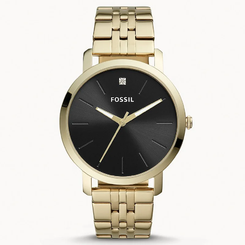 watches for women with stainless steel bracelets and modern looks -Fossil Lux Luther Black Dial Men 44mm