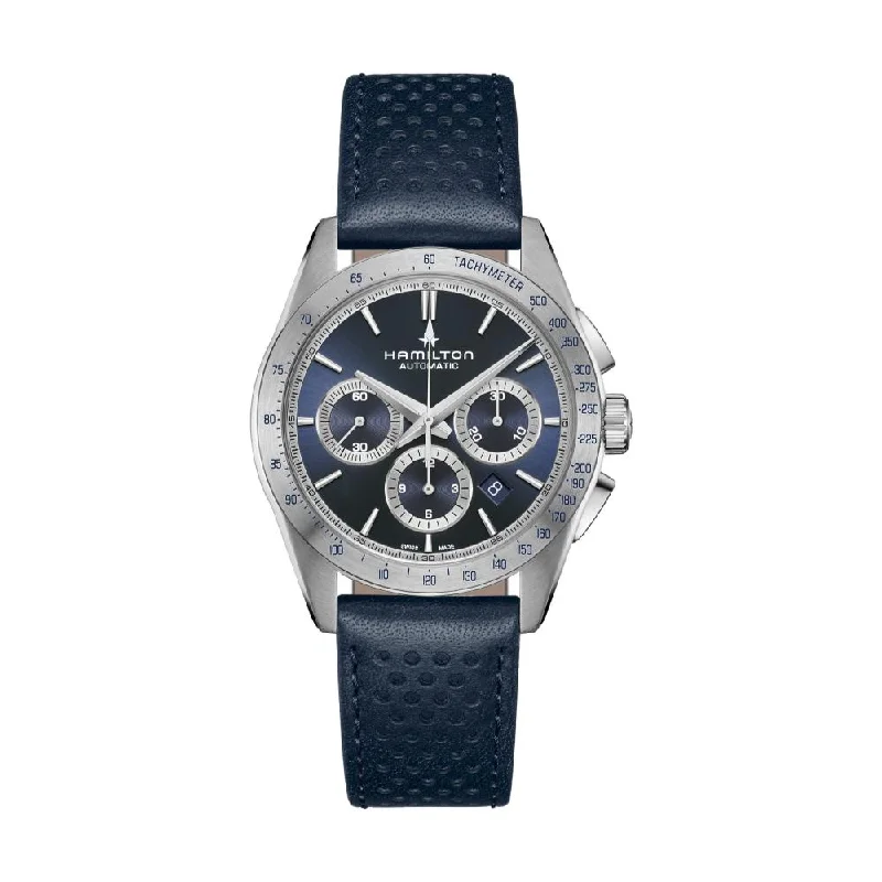 watches for women with stainless steel bracelets and modern looks -Jazzmaster Performer Chronograph 42mm Blue Dial