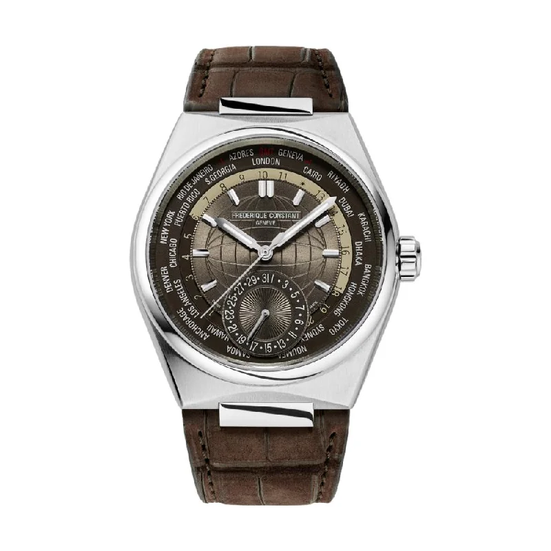 sporty digital watches for men with multiple functions and modes -Highlife Worldtimer Manufacture Brown Dial