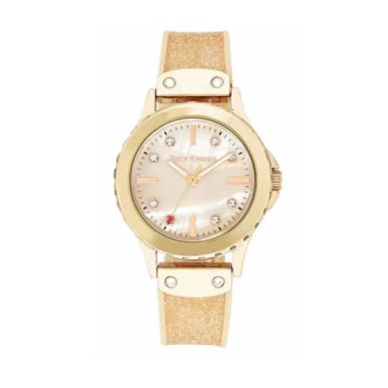 stylish watches for men with digital displays and multi-sport modes -Juicy Couture with 38X38 MM Blush Round Dial Silicone Band Strap; JC-1012RMLP