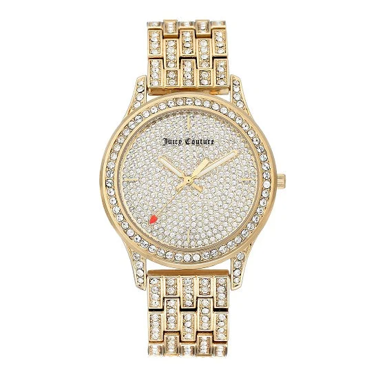 smartwatches for women with fitness, heart rate, and sleep tracking -Juicy Couture with 38X38 MM Yellow Round Dial Stainless Steel Watch Band; JC-1044PVGB