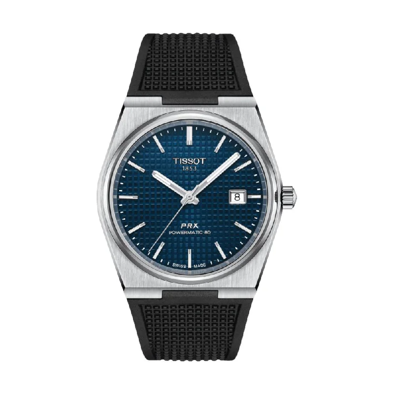 watches for men with Swiss movement and luxury design -PRX Automatic Powermatic 80 40mm Blue Dial on Silicon Strap