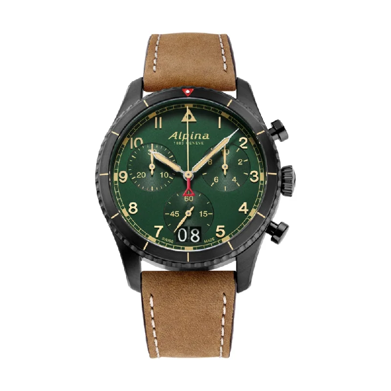 watches for men with minimalist designs and durable bands -STARTIMER PILOT QUARTZ CHRONOGRAPH BIG DATE GREEN