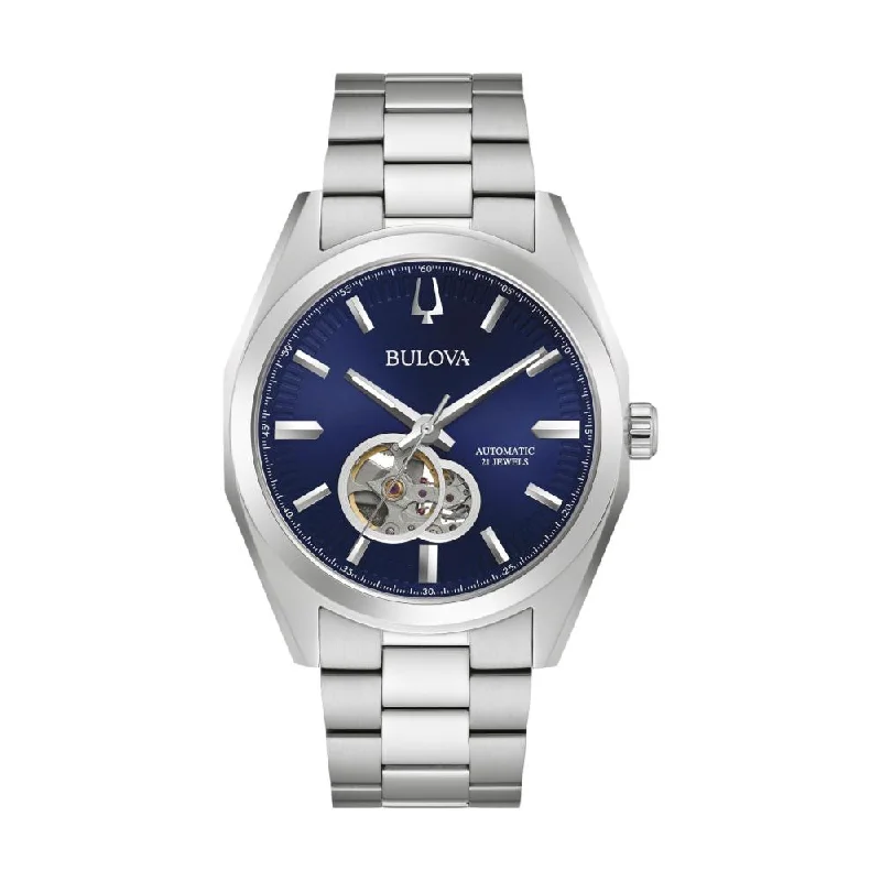 women’s watches with leather and metal band options -Surveyor Blue Dial Open Aperture