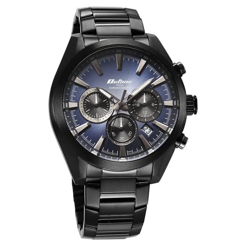 watches for men with elegant leather straps and refined design -Titan Octane Classic Sporty Blue Dial Quartz Multifunction Stainless Steel Strap Watch For Men