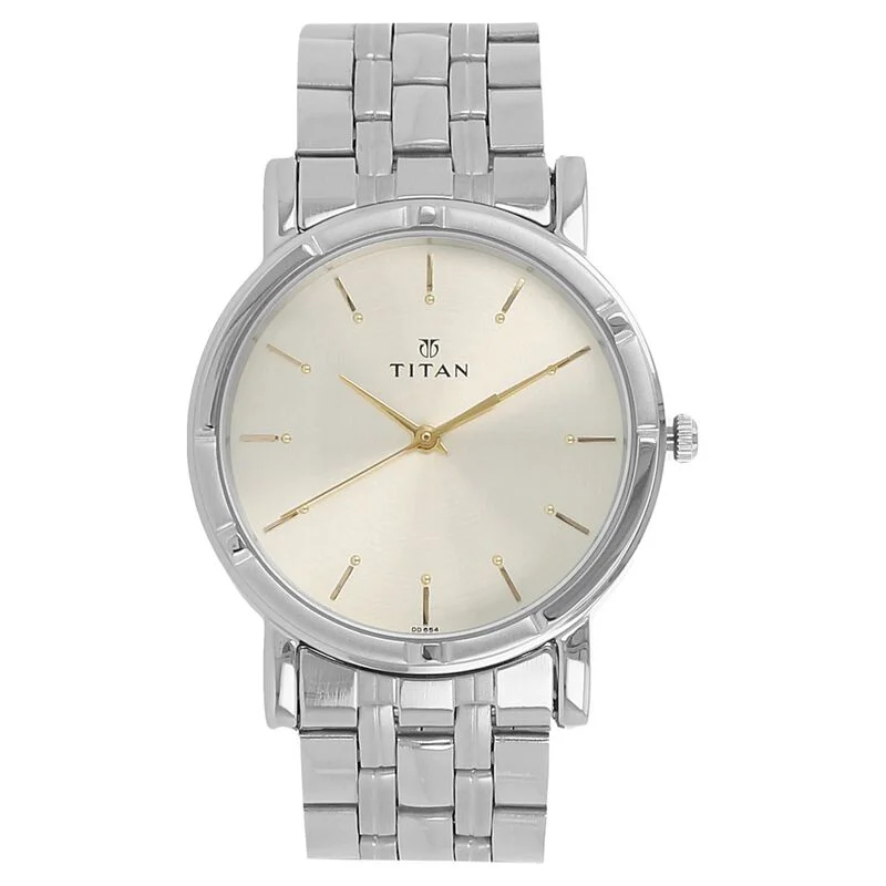 classic women’s watches with modern twist and sleek finishes -Titan Quartz Analog Silver Dial Stainless Steel Strap Watch For Men