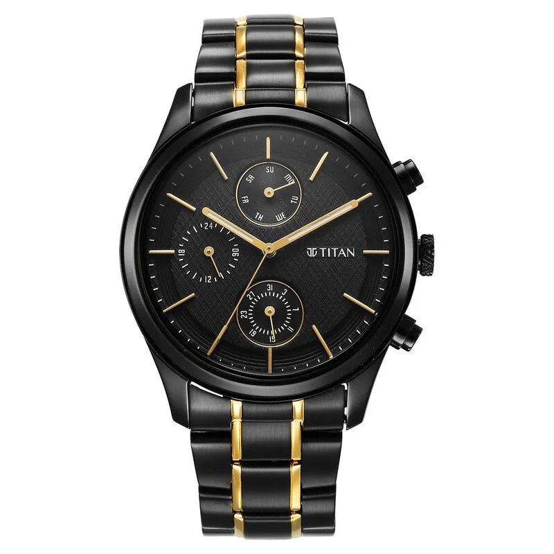 premium sport watches for men with GPS, fitness tracker, and sleep monitoring -Titan Quartz Analog With Day And Date Black Dial Watch For Men