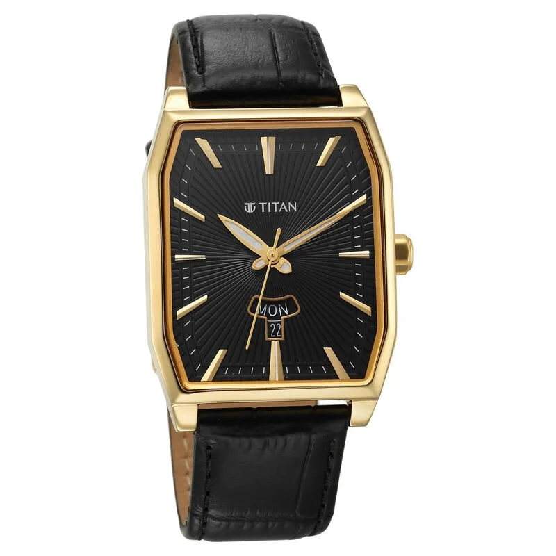 solar-powered watches for men with sleek, modern designs -Titan Regalia Opulent Analog With Day And Date Black Dial Watch For Men