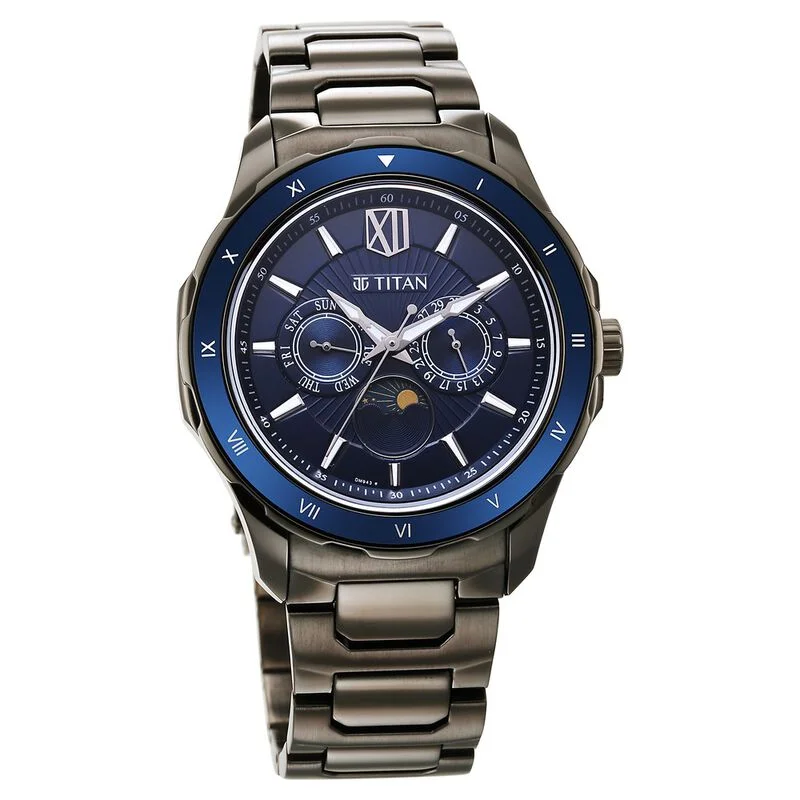 titanium sport watches for men with lightweight design and eco-friendly features -Titan Regalia Premium Blue Dial Stainless Steel Strap Watch For Men