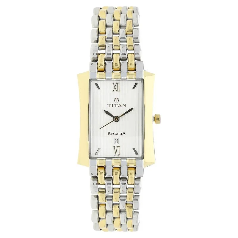 stylish women’s watches with modern dials and sleek finishes -Titan Regalia Silver Dial Analog With Date Stainless Steel Strap Watch For Men