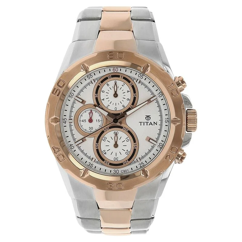 sport watches for women with heart rate tracking and step counter -Titan Regallia Rose Gold Chronograph Stainless Steel Strap Watch For Men