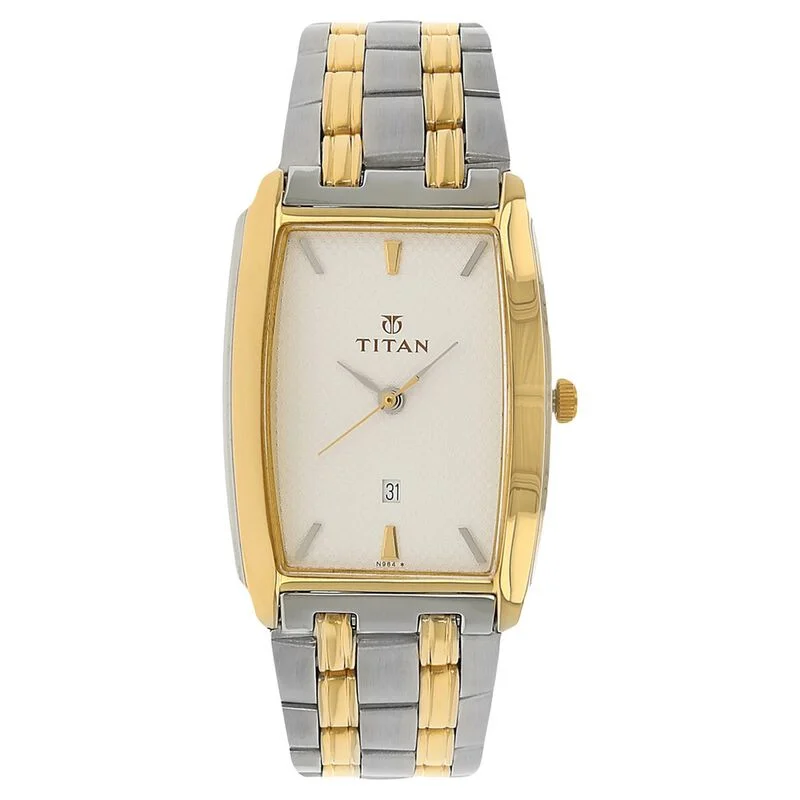 solar-powered watches for women with sleek, eco-friendly designs -Titan Silver Dial Analog With Date Stainless Steel Strap Watch For Men