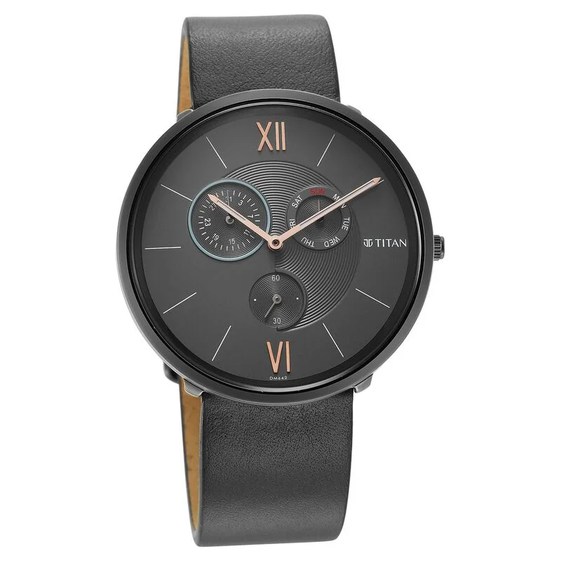 classic watches for men with leather bands and stylish dials -Titan Slim Quartz Multifunction Grey Dial Quartz Stainless Steel Strap Watch For Men