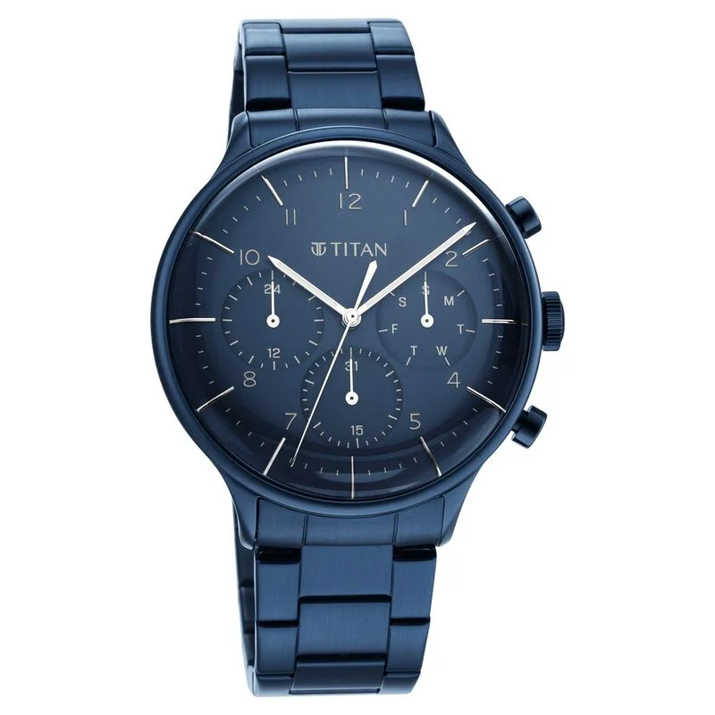 elegant women’s watches with minimalist dials and sophisticated features -Titan Urban Magic Blue Dial Multial Stainless Steel Strap Watch For Men