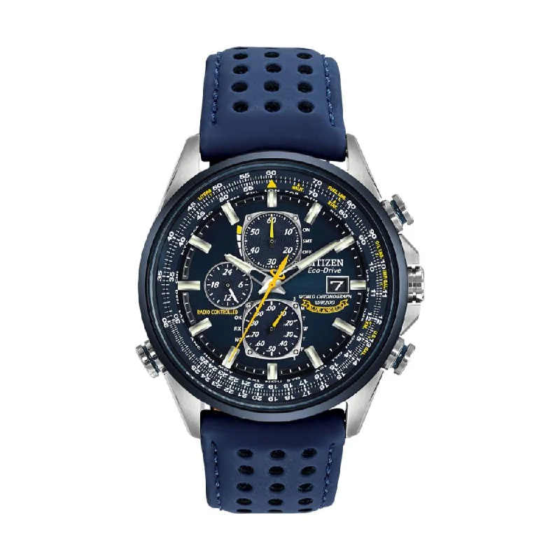 watches for men with durable rubber straps and high-tech features -World Chronograph A-T Blue Angels